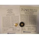 Two 24ct gold proof coins, one, Diana Princess of Wales Cook Island,