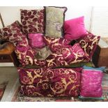 A selection of Designer's Guild fabric covered cushions various sizes CA