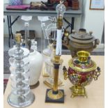 Interior designer's accessories: to include a pair of Czech Republic glass candlesticks 18''h