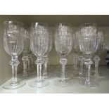Fourteen Waterford crystal Curraghmore pattern pedestal wines OS6