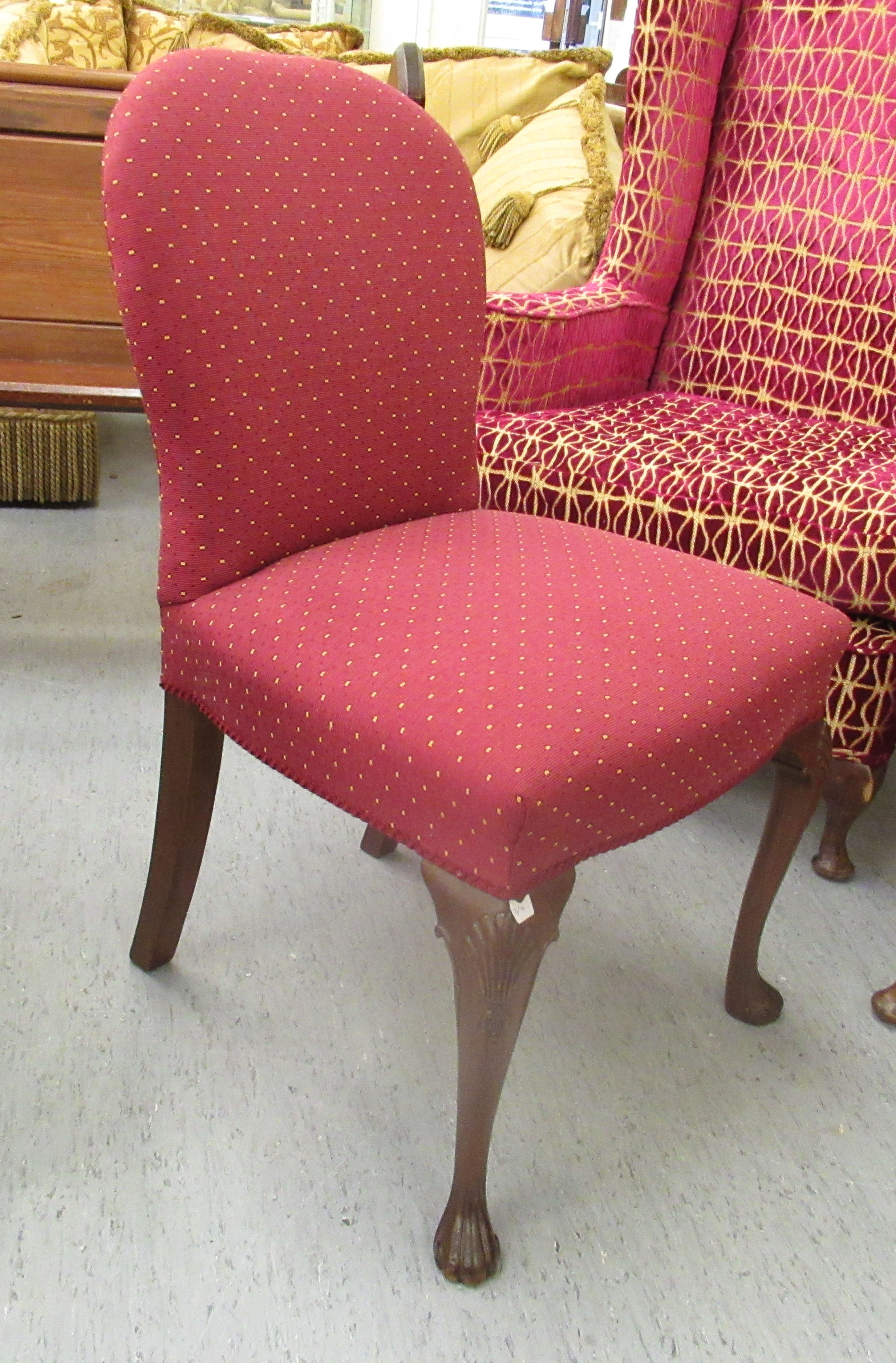 A pair of 20thC mahogany framed, open arm chairs, - Image 3 of 3