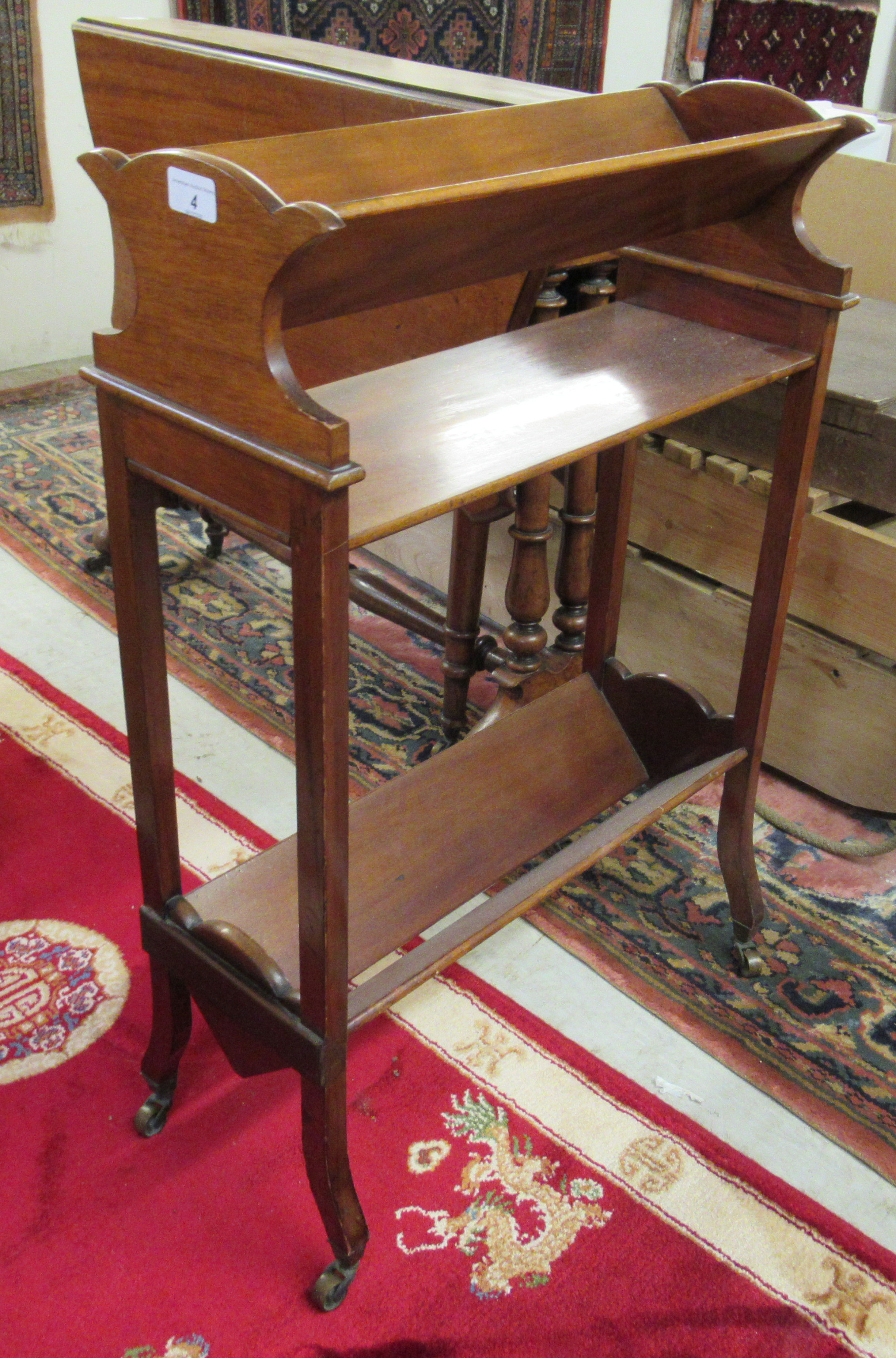 An Edwardian mahogany trough design bookstand, - Image 3 of 3