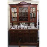 An early 20thC mahogany sideboard, the superstructure with a round arched cornice,