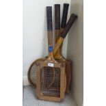 Four 'vintage' tennis rackets,