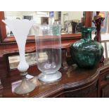 Interior designer's glassware: to include a clear-on-cranberry coloured Art Vase 20''h F