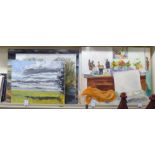M Harmsworth - fourteen studies: to include landscapes and still life oil on canvas 28'' x 24''