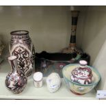 Continental ceramics: to include a 20thC Hispanic moresque copper coloured lustre vase,