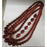 Amber coloured costume jewellery: to include bead necklaces OS10