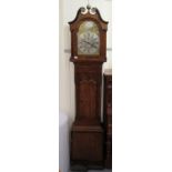 A 19thC and later, oak longcase clock, the hood having a swan neck pediment and finial,