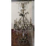 A Continental gilt metal and cut crystal chandelier,