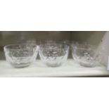 Nine Waterford crystal Curraghmore pattern dessert bowls 4''dia OS2