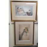 Two Russell Flint prints - scantily clad women Limited Edition 125/850 & 245/850 coloured prints