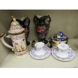 Decorative ceramics: to include a pair of Spencer Stevenson bone china Regina pattern trios
