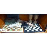 A mixed lot: to include a black and white onyx chessboard 14''sq LAB
