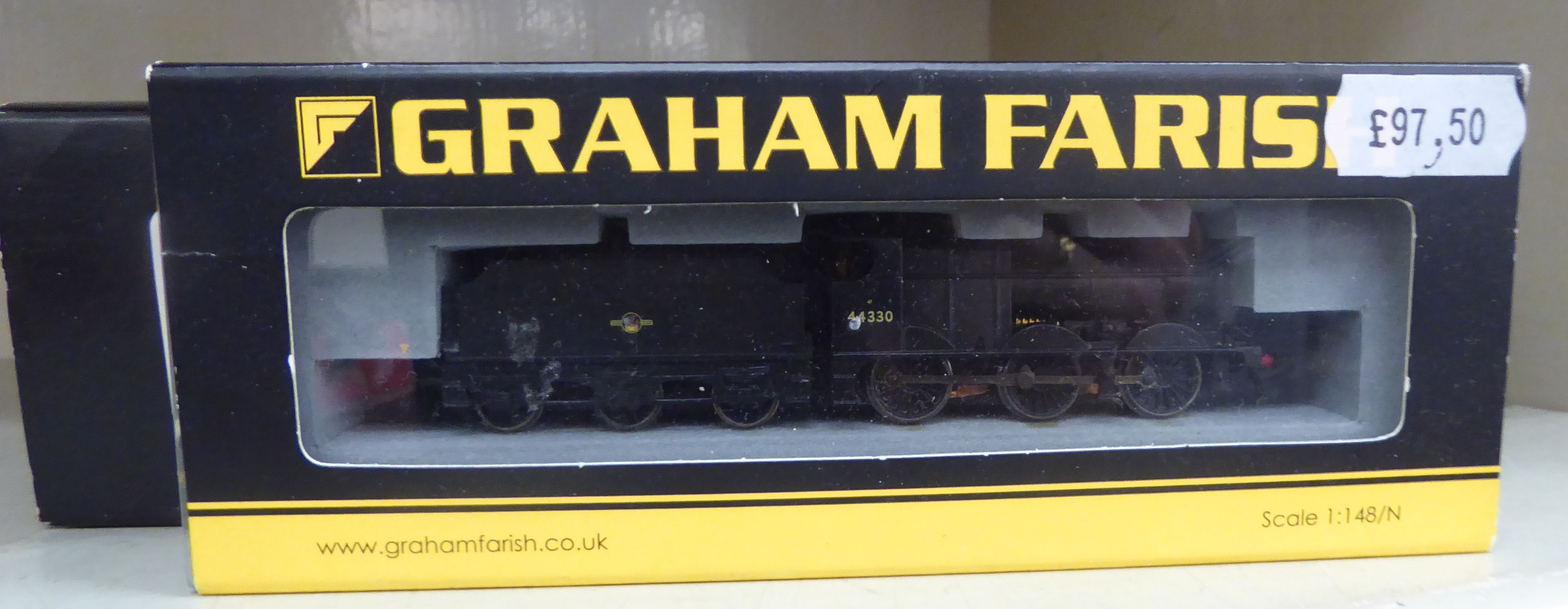 Three N gauge model railway Graham Farish locomotives and tender boxed CA - Image 4 of 5