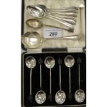 Silver teaspoons various patterns & mixed marks OS10