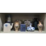 Decorative Oriental ceramics: to include a pair of modern Japanese Satsuma inspired vases 8''h