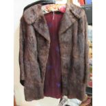 A ladies three-quarter length chocolate brown mink fur coat CA