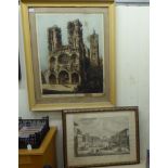 William Monk - a study of a cathedral engraving bears a pencil signature 28'' x 22'' framed;