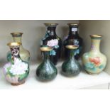 Seven 20thC Japanese and Chinese cloisonne vases,
