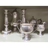Silver plated tableware: to include a pair of candlesticks 9''h OS6
