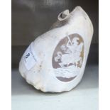 A late 19thC cameo carved conch shell, decorated with a Roman soldier, on horseback 4.