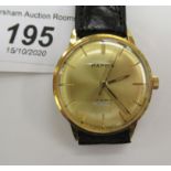 A 1960s Mappin gold plated and stainless steel cased wristwatch, the movement with sweeping seconds,
