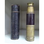 An early 20thC pocket size, five section brass telescope with an eyepiece shutter,