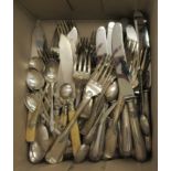 A matched canteen of variously patterned silver cutlery and flatware mixed marks OS10