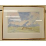 Lindsay Bartholomew - 'Chadwick Down, Wiltshire' watercolour bears a pencil signature,