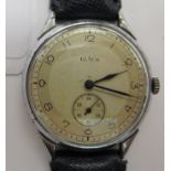 A 1940s Glaco (Gallet) stainless steel cased wristwatch, faced by an Arabic dial,