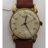 A 1940s Roamer gold plated and stainless steel and wristwatch, the movement with sweeping seconds,