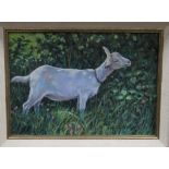 Donna Crawshaw - a goat eating grass oil on board bears a signature 6.