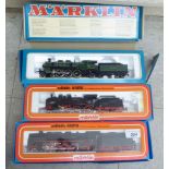 Three Marklin HO gauge locomotive and tender, viz. no.8382, no.8399 and no.