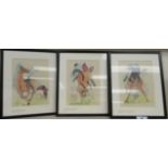 A set of three amusing equestrian studies coloured prints bearing pencil signatures & dated '94