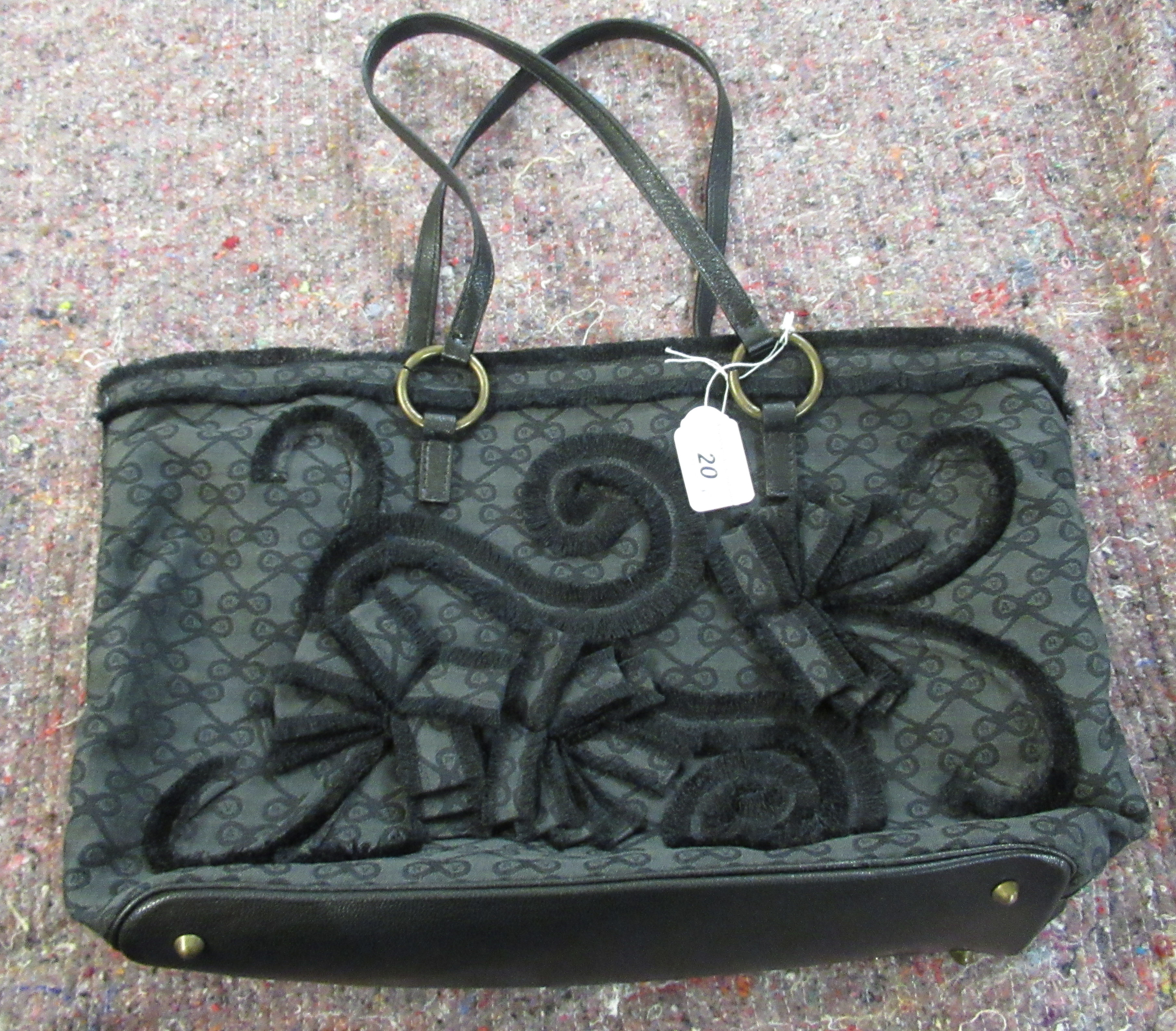 An Anya Hindmarch textured black fabric tote bag OS5