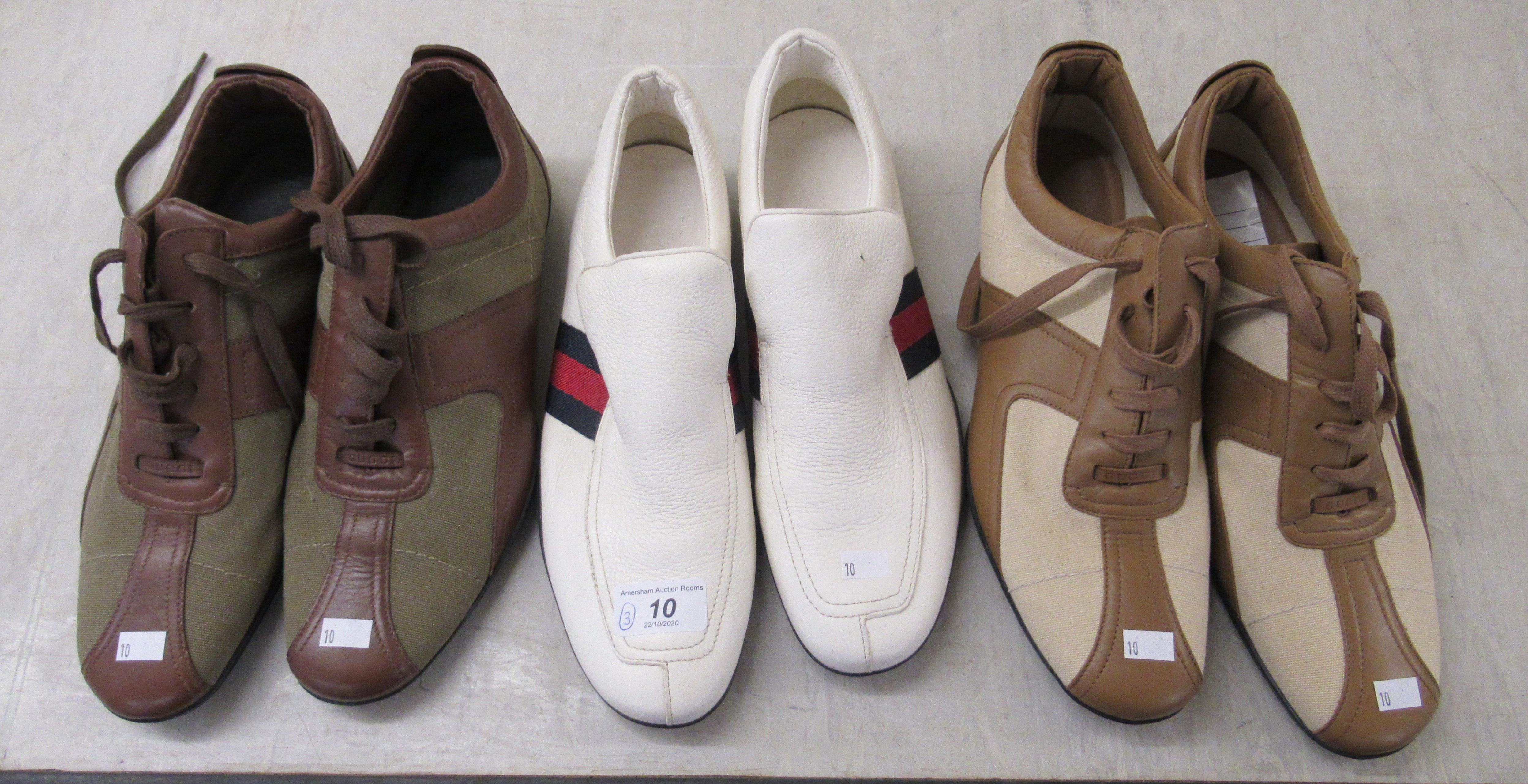 Ladies shoes, viz. three pairs of Gucci sportswear shoes approx.