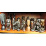 African and other carved busts and figures,