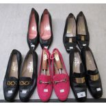 Ladies shoes, viz. five pairs by Salvatore Ferragamo in pink suede, black hide and other approx.