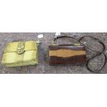 Two crocodile skin stitched hide clutch bags F