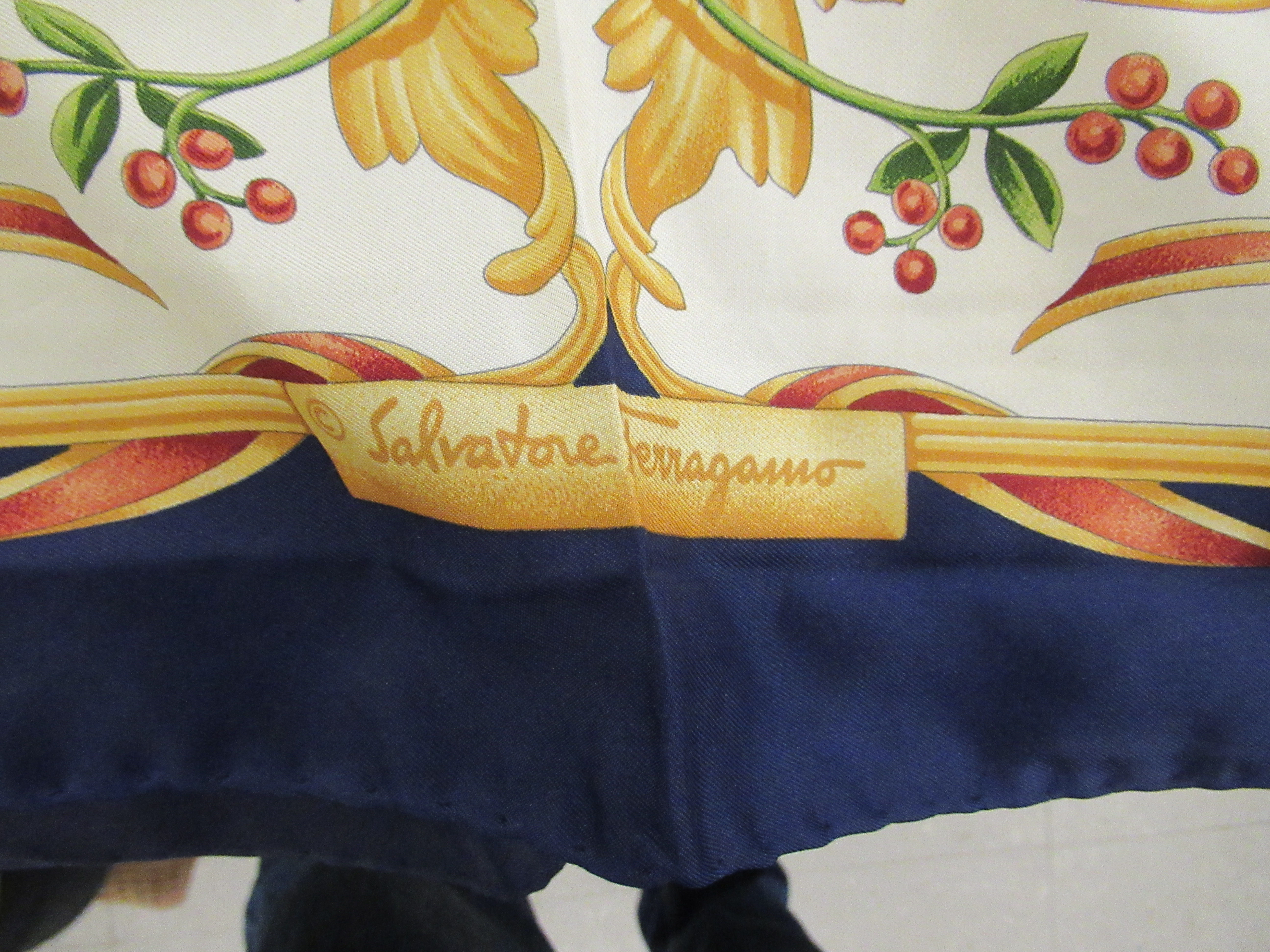 Three Salvatore Ferragamo patterned silk scarves 32''sq OS10 - Image 5 of 5