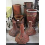 Terracotta and other garden accessories: to include chimney pots largest 26''h BSR