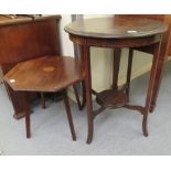 Two Edwardian mahogany occasional tables, one with a marquetry fan motif on the octagonal top,