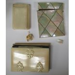 Small collectables: to include an early 20thC ivory bound card purse;