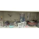 Modern decorative glassware: to include model dragons and vases various sizes OS3