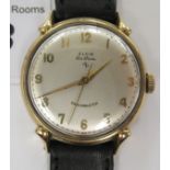 A 1950s Elgin De Luxe gilded stainless steel cased wristwatch, the movement with sweeping seconds,