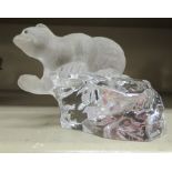 A Faberge of France glass paperweight of a polar bear on a glacier 3''h OS1