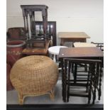 Mainly early 20thC small furniture: to include an oak occasional table,