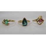 Three 14ct gold rings,