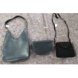 A Roberto Donini black leather shoulder bag; a Bruno Magli blue leather clutch bag;